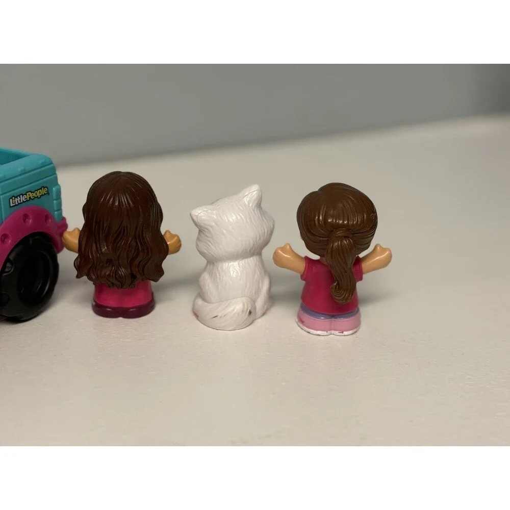 Lot Of Fisher Price Little People Barbie Dreamhouse Figures, Car, White Cat